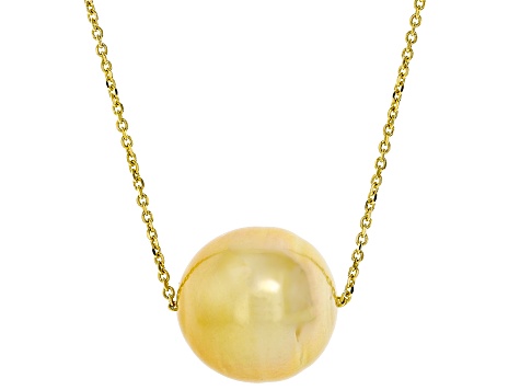 Golden Cultured South Sea Pearl 14k Yellow Gold 18 Inch Necklace ...