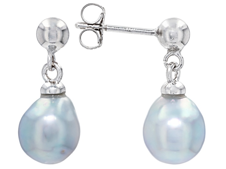 Platinum Cultured Japanese Akoya Pearl Rhodium Over Sterling