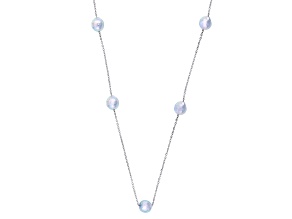 Platinum Cultured Japanese Akoya Pearl Rhodium Over Sterling Silver 20 Inch Necklace