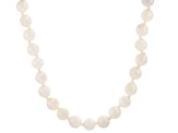 White Cultured Japanese Akoya Pearl Rhodium Over Sterling Silver 18 Inch Strand Necklace