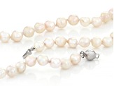 White Cultured Japanese Akoya Pearl Rhodium Over Sterling Silver 18 Inch Strand Necklace