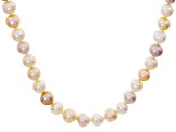 11-12mm Multi-Color Cultured Freshwater Pearl Rhodium Over Sterling Silver 20 inch Necklace
