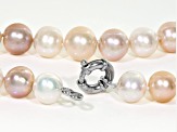 11-12mm Multi-Color Cultured Freshwater Pearl Rhodium Over Sterling Silver 20 inch Necklace