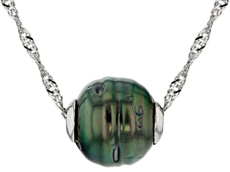 Cultured Tahitian Pearl Sterling Silver Pendant With Chain 22 inch