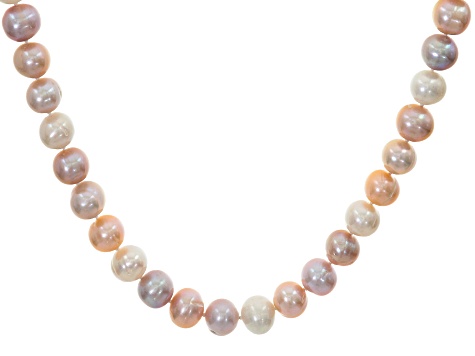 Natural Multi-Color Cultured Freshwater Pearl Silver Strand Necklace