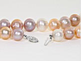 Natural Multi-Color Cultured Freshwater Pearl Silver Strand Necklace