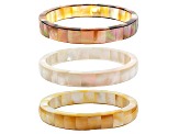 Golden, White And Champagne South Sea Mother-Of-Pearl Bangle Set Of 3