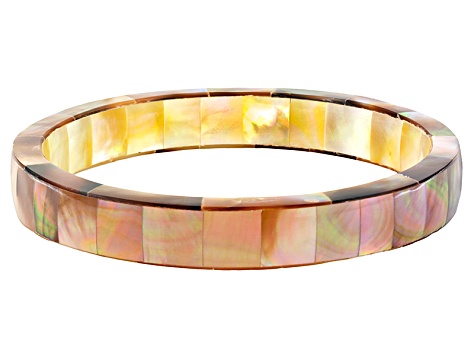 Golden, White And Champagne South Sea Mother-Of-Pearl Bangle Set Of 3