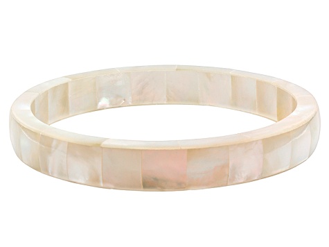 Golden, White And Champagne South Sea Mother-Of-Pearl Bangle Set Of 3