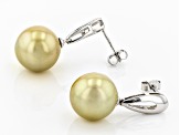 Cultured South Sea Pearl Rhodium Over Sterling Silver Earrings 12-13mm