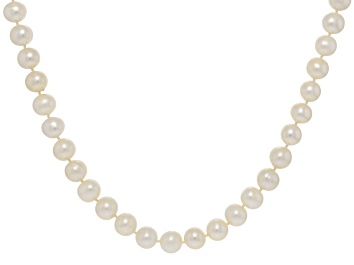 Picture of White Cultured Freshwater Pearl 14k Yellow Gold 20 Inch Strand Necklace
