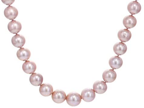 Natural Pink Color Cultured Kasumiga Pearl 14k White Gold Strand Necklace 10.5-13.5mm