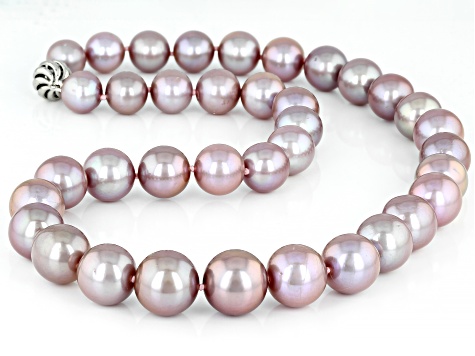 Lavender Cultured Kasumiga Pearl 14k White Gold Strand Necklace 10.5-13.5mm