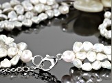 Cultured Freshwater Pearl & Mother Of Pearl Rhodium Over Sterling Silver Necklace