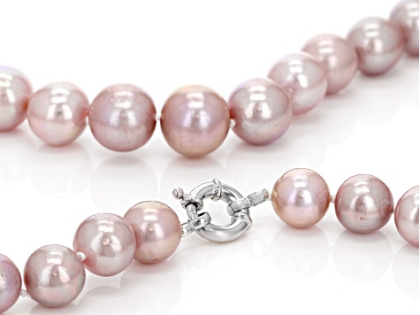 Genusis Pearls(TM) 11-14mm Natural Pink Cultured Freshwater Pearl Rhodium Over Silver Necklace