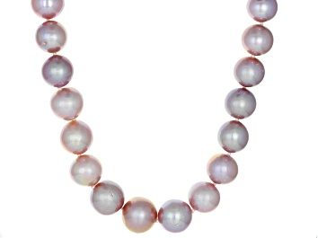 Picture of Genusis Pearls(TM)11-14mm Natural Lavender Cultured Freshwater Pearl Rhodium Over Silver Necklace