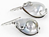 23x18mm Silver Cultured Blister Pearl Rhodium Over Sterling Silver Earrings