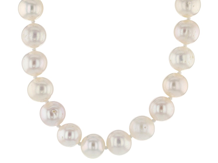 8mm White Cultured Freshwater Pearl, Rhodium Over Sterling