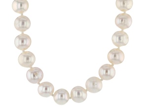 8mm White Cultured Freshwater Pearl, Rhodium Over Sterling Silver 18 Inch Necklace