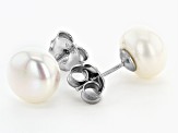 Multi-Color Cultured Freshwater Pearl Rhodium Over Silver 20 Inch Necklace Stud Earrings Set