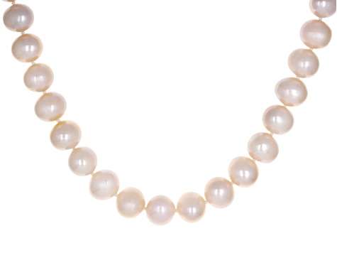 10.5-11mm Peach Cultured Freshwater Pearl Rhodium Over Sterling Silver 18 Inch Necklace