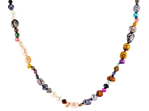 5-9mm White and Multi-Color Cultured Freshwater Pearl Endless Strand 62 inch Necklace