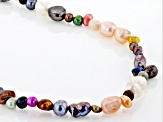 5-9mm White and Multi-Color Cultured Freshwater Pearl Endless Strand 62 inch Necklace