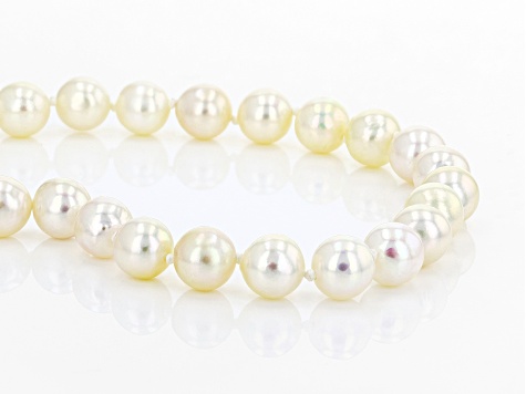 8.5-9mm White Cultured Japanese Akoya Pearl 14k Yellow Gold 18 inch Strand Necklace
