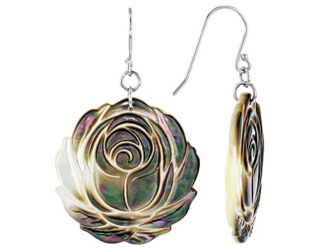 28mm Tahitian Mother Of Pearl Rhodium Over Sterling Silver Flower Earrings 28mm Tahitian Mother Of Pearl Rhodium Over Sterling Silver Flower Earrings