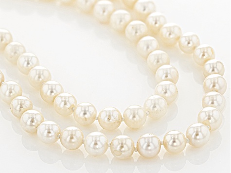 5.5-6mm White Cultured Japanese Akoya Pearl 60 inch Endless Necklace Strand