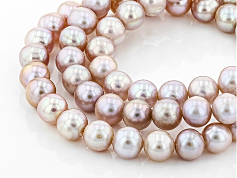 7 8mm Pink Cultured Freshwater Pearl Stretch Bracelet Set Of Three 7 8mm Pink Cultured Freshwater Pearl Stretch Bracelet Set Of Three