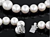 White Cultured Freshwater Pearl 0.26ctw Cubic Zirconia Silver 20 Inch Necklace 11-14mm