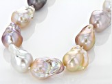 Multi-color Cultured Freshwater Pearl, Rhodium Over Sterling Silver 22 Inch Necklace