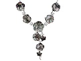 Tahitian Mother-of-Pearl Rhodium Over Sterling Silver 19 Inch Floral Necklace