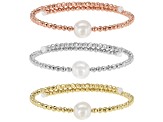 Cultured Freshwater Pearl & Hematine Wrap Bracelet Set of 3