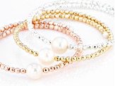 Cultured Freshwater Pearl & Hematine Wrap Bracelet Set of 3