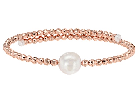 Cultured Freshwater Pearl & Hematine Wrap Bracelet Set of 3