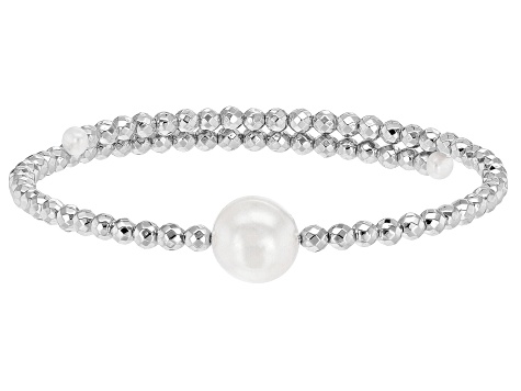 Cultured Freshwater Pearl & Hematine Wrap Bracelet Set of 3