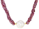 Genusis™ Cultured Freshwater Pearl & Ruby 18k Yellow Gold Over Sterling Silver Necklace