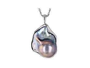 Genusis™ Silver Cultured Freshwater Pearl Rhodium Over Sterling Silver Pendant