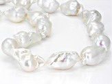 White Baroque Cultured Freshwater Pearl 15-18mm Rhodium Over Sterling Silver 20 Inch Necklace