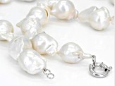 White Baroque Cultured Freshwater Pearl 15-18mm Rhodium Over Sterling Silver 20 Inch Necklace