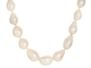 Natural Candlelight Color Cultured Kasumiga Pearl Rhodium Over Sterling 18 Inch Strand Necklace