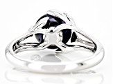 Black Cultured Freshwater Pearl & White Zircon Rhodium Over Sterling Silver Ring