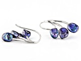 Black Cultured Keshi Freshwater Pearl 7mm Rhodium Over Sterling Silver Earrings