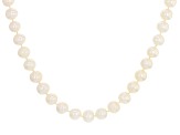 White Cultured Freshwater Pearl 9-10mm Rhodium Over Sterling Silver 18 Inch Strand Necklace