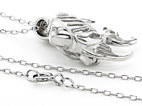 Wish® Pearl Cultured Freshwater Pearl 5-6mm Rhodium Over Silver Fish Cage Pendant With Chain