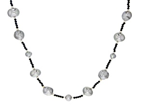 2-11mm Cultured Silver & White Freshwater Pearl & Black Spinel 36 Inch Endless Necklace