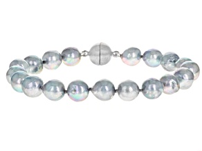 Silver Cultured Japanese Akoya Pearl 8-8.5mm Rhodium Over Sterling Silver Strand Bracelet