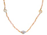 Genusis™ Cultured Freshwater Pearl & Pink Crystal Rhodium Over Silver 32 Inch Necklace